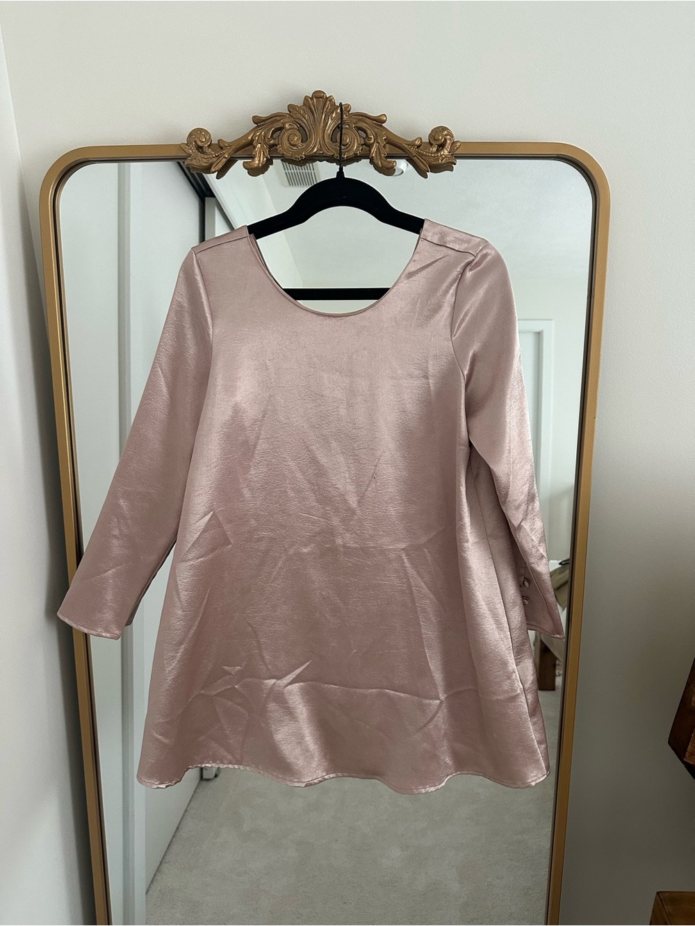 Zara Satin Mini Dress in Blush Pink
